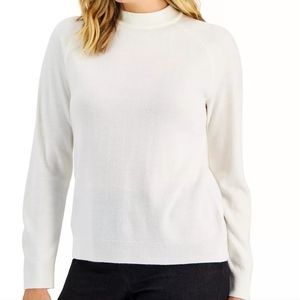 White 100% acrylic mock neck sweater